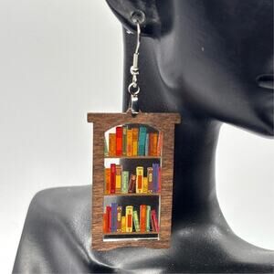 Brown Bookshelf Earrings